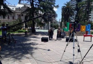 Filmación del programa Litoral de Mi Gente en la Plaza Belgrano